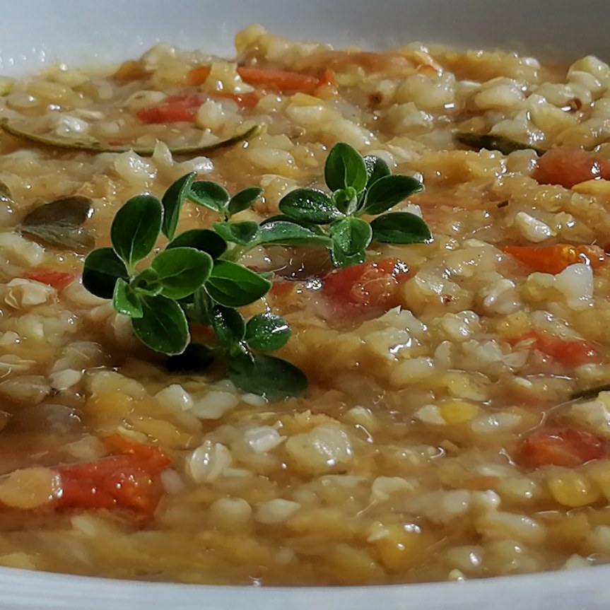 zuppa di grano saraceno e lenticchie rosse